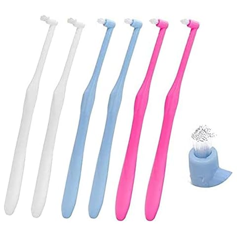 Chargenyang 6 PCS Interspace Toothbrush for Teeth Detail Cleaning and Braces Clean Soft and Compact Trim Tooth Toothbrush Rose Red, Blue, White Cover