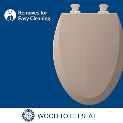 Image of Bemis 1500EC 068 Toilet Seat with Easy Clean & Change Hinges, 2 Pack Elongated, Fawn Beige