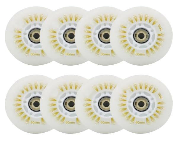 LED Light-Up Inline Skate Wheels, 8-Pack, 70-80mm, 90A Hardness, Night Safety Illumination (Colorful light wheel, 70mm)
