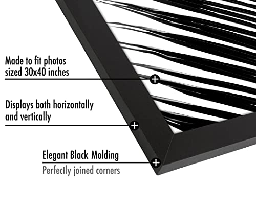 Americanflat 30x40 Picture Frame with Polished Plexiglass - Black Picture Frame - Wide Photo Frames Made of Engineered Wood for Vertical or Horizontal Wall Display - Epic Collection - Black