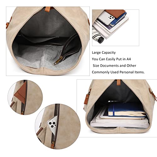 Image of KL928 PU Leather Vintage Backpack - Large Casual Daypack Outdoor Travel Rucksack Hiking Backpacks for Men Women