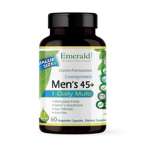 EMERALD LABS Men's 45+ 1-Daily Multi - Made with Saw Palmetto, Lycopene & More for Heart, Bone & Immune Support* - Gluten-Free - 60 Vegetable Capsules
