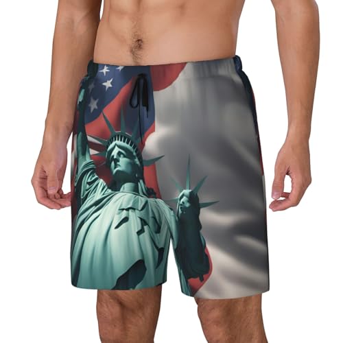 Statue of Liberty Flag Print Men Stylish Functionality Swim Trunks Breathable Beach Shorts Surfing Gym Fishing2