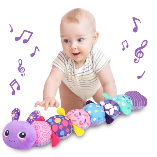 Image of KMUYSL Baby Toys 0-6 6-12 Months, Sensory Music Animal Stuffed Toy for 0 1 2 3 4 5 6+ Months, Plush Toy with Crinkle and Rattles for Infant Newborn, Tummy Time Toys Gifts for 0-3-6-12 Month