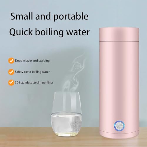 Tetera eléctrica portátil de acero inoxidable 400ml rosa miniatura 3