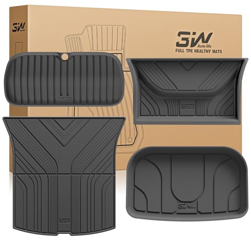 3W Cargo Mats for 2025 2026 Tesla Model Y Juniper Premium/Performance Front & Rear Trunk Mats Cargo Liners Anti-Slip TPE All Weather Accessories Vigormold (NOT for Standard)