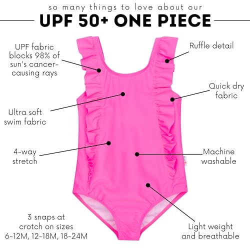 Image of SwimZip Girls' Ruffle One-Piece Swimsuit with UPF 50+ Sun Protection