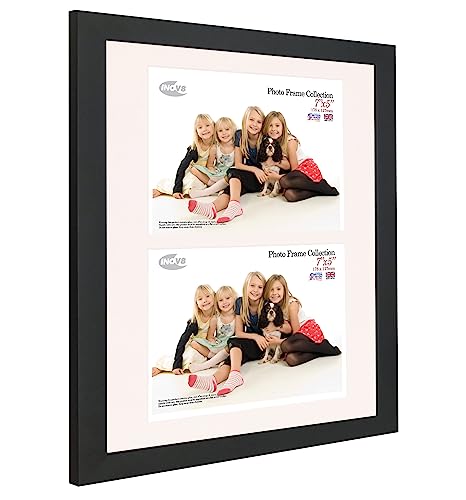 Inov8 British Made Real Wood Picture/Photo Frame 12x10" Dual-Aperature (30x25cm) - Auckland 20mm Pine Black - Image 2