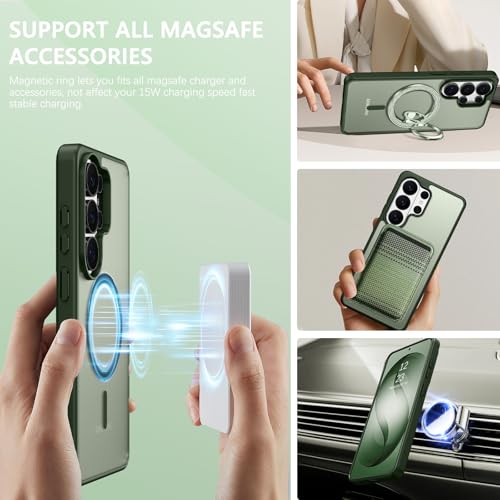 Coque Samsung S Ultra GUAGUA compatible MagSafe et protection militaire antichoc verte