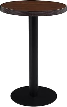 Compact Round Bistro Table for Small Spaces, Modern Dark Brown and Black MDF Top with Steel Frame, Indoor Outdoor Patio Balcony Kitchen Dining Furniture Set