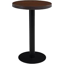 Compact Round Bistro Table for Small Spaces, Modern Dark Brown and Black MDF Top with Steel Frame, Indoor Outdoor Patio Balcony Kitchen Dining Furniture Set