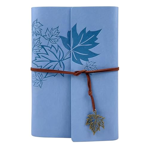 Carnet de croquis en cuir bleu ciel avec papier kraft A5 vierge