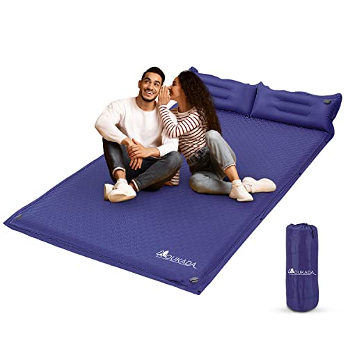 Youkada Sleeping Pad Foam Self Inflating Camping Mat Camping Mattress 2 Person Sleeping Pad For Camping Double Sleeping Mat Camping Pad With Pillow For Hiking Navy, Large #TOP28