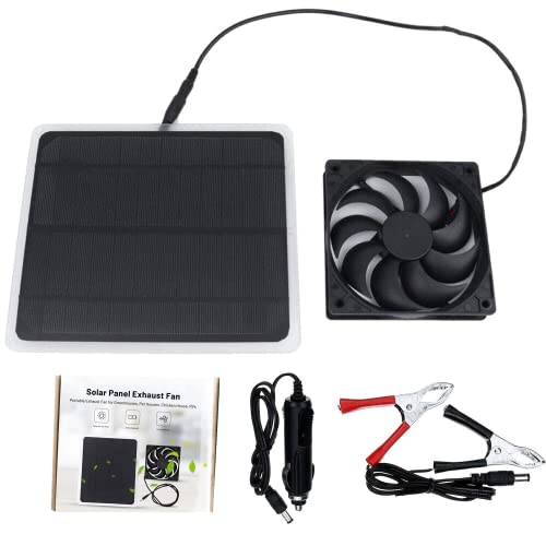 Zuzzee 10W Solar Panel Exhaust Fan Kit, Usb Portable Solar Powered Fan Outdoor Ip65 Waterproof Fan For Chicken House Greenhouse Pet Houses Camping Cooling #TOP5