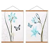 FALAMON 2 Pack Magnetic Poster Hanger Frame, Teak Wood Magnet Poster Frame for Posters, Prints,...