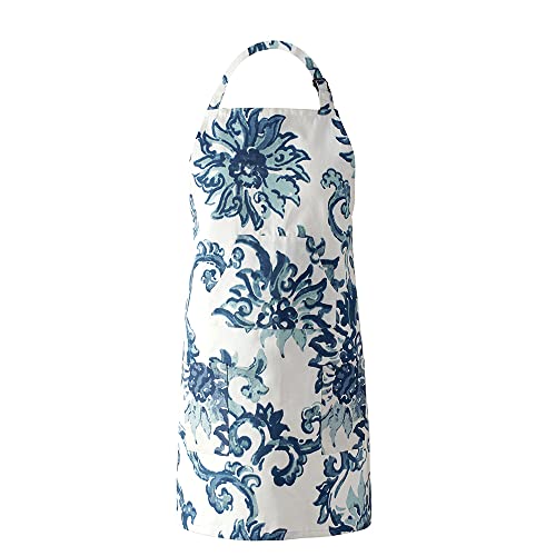 Image of HPD Half Price Drapes Aprons for Men Women with Large Pockets Adjustable Unisex PRTW-D40-AP Indonesian Printed Cotton, 27 X 34 Inch, Indonesian Blue