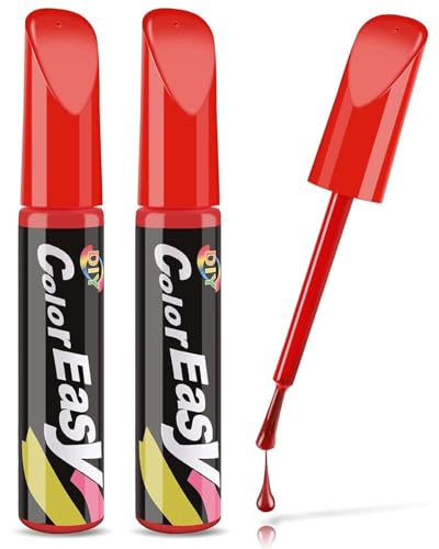 KEMUZ 2Pcs Penna per Vernice Auto, Pennarello Copri Graffi-Auto Pennarello Copri, Penna Ritocco Vernice Auto, Penna per Rimuovi Graffi Auto per Riparazione Graffi, Rosso