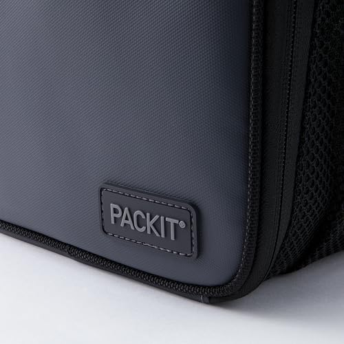 PackIt Lancheira vertical congelável, preta/cinza, projetada com tecnologia ECOFREEZE+: proteção de