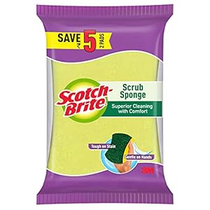Scotch-Brite Scrub Sponge Ideal for dishwash liquid Pack of 2 ( 10cm X 6cm)