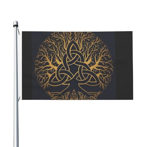 Drapeau viking Arbre de Vie haut de gamme en tissu résistant pour pelouse
