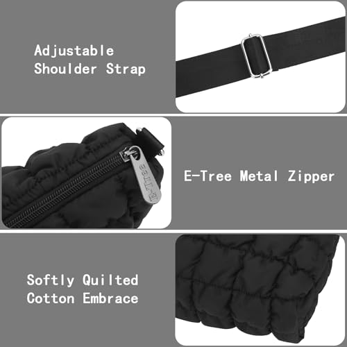 E-Tree Quilted Crossbody Bags for Women Men, Puffer Handbag Purse with Shoulder Strap2