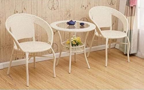Image of India 2+1 Outdoor Indoor Patio Furniture Sets Rattan Chair Patio Set Conversation Set Poolside Lawn Chairs Swingarea Balcony Outdoor Garden Furniture Chair (Cream & Multicolor)
