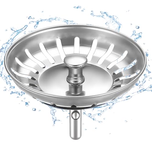HUAERSICO Bouchon d'Evier de Cuisine 82 mm - épaissi Acier Inoxydable Panier pour Bonde Evier Cuisine - Filtre Evier Cuisine Anti Colmatage avec Attrape...