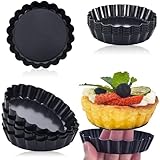 DATANYA 12Packs Mini Tart Pans 4 Inch Tart Pan Removable Bottom Round Nonstick Quiche Pan, Heavy Duty Fluted Side for Pies, Mousse Cakes, Dessert Baking