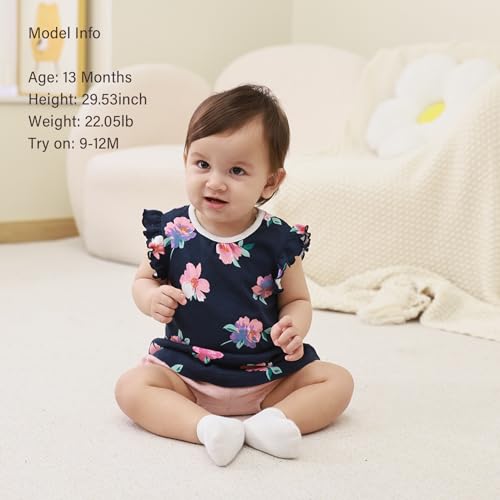 Baby Girl Short Sets 0-24 Months,3-Piece Short-Sleeve Dress, Shorts & Socks,Soft Cotton, Breathable Summer Outfits4