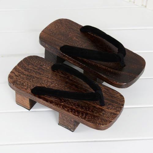 Zapatillas de verano tipo geta unisex con suela de madera de dos dientes 7