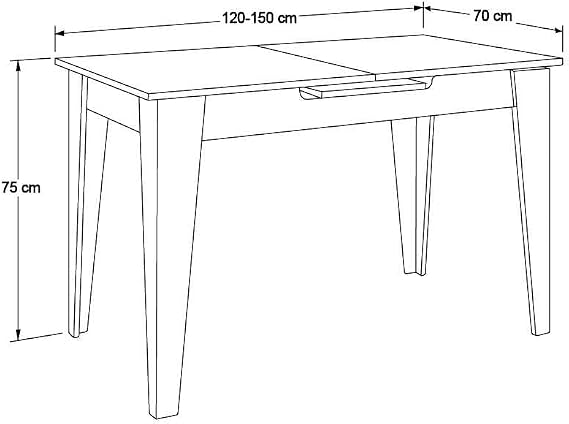 Pop-up Kitchen Table - Florida Oak 120-150x75x70 cm