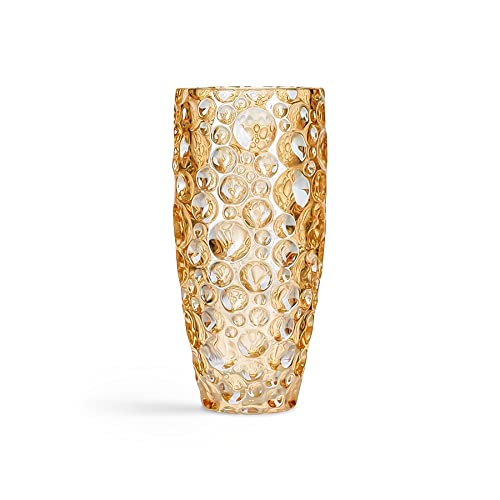 Crystal Gold Vase, Large Amber Glass Vase For Flowers Centerpiece, Room Decor, 9.8 Inches Tall #TOP11