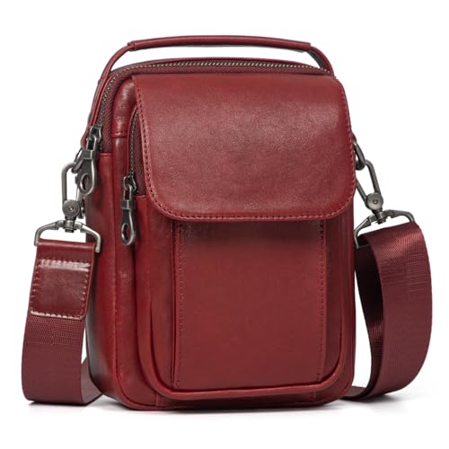 Image of Augus Genuine Leather Small Messenger Bag Crossbody