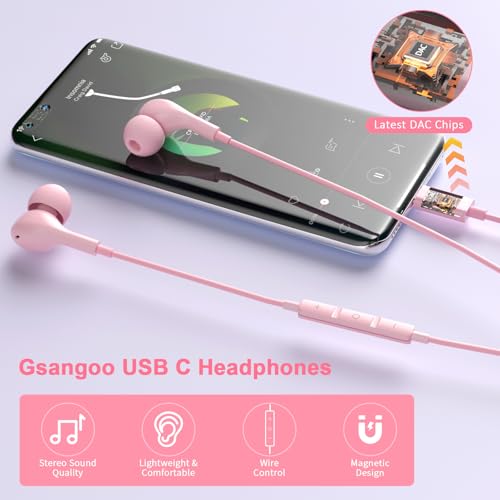 Image of USB C Headphones Wired Earbuds for iPhone 17 16 /15 Pro Max /iPad Pro, with HiFi Mic Volume Control Type C Earphones for Samsung Galaxy S26 /S25 /S24 /S23 Ultra, Noise Cancelling for iPhone 15 Headphones