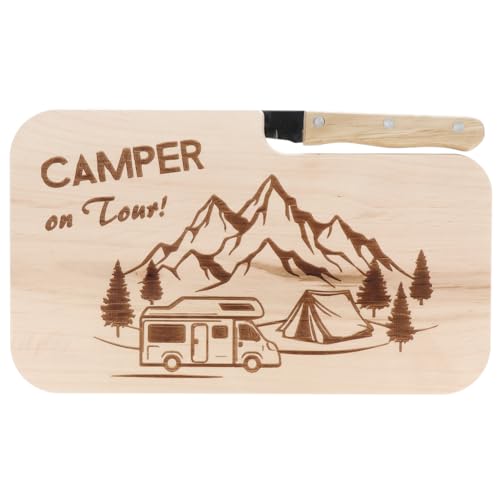 Spruchreif | Tagliere per il pane in legno | Tagliere in legno | Tagliere Scritte da campeggio | Regali per Camper | Regali per esterni | Campeggio regali „Camper on Tour“