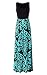 Zattcas Womens Summer Contrast Sleeveless Tank Top Floral Print Maxi Dress Black Aqua Medium