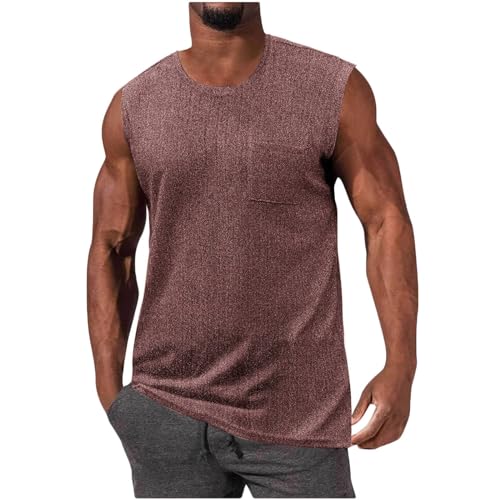 Camiseta sin mangas de punto a rayas para hombre, con bolsillo en el pecho, para verano, con sisas anchas, chalecos de gimnasio, de secado rápido, cómodos, transpirables, chalecos de playa hawaianos
