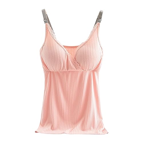 CCOOfhhc Damen Tank Top Mit Integriertem BH, Spaghetti-Top Oberteil Gepolstertes Ohne Bügel Trägertop Weste mit Cups Bauchweg Regal BH Basic Eingebauter Unterhemd Bustier Verstellbarer Breiter Riemen
