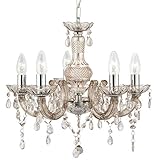 Lampadario a 5 luci, colore beige-marrone, vetro acrilico