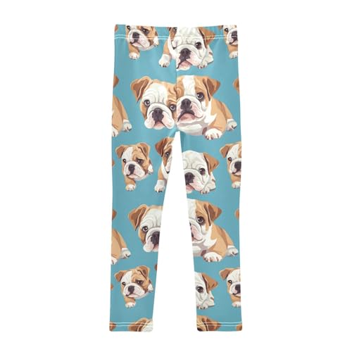 Cute Bulldog Girls Leggings,Workout Leggings for Girls Toddler Athletic Legging Size for 3-10T2