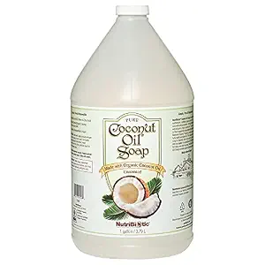 NutriBiotic - Pure Coconut Oil Soap, Unscented, 1 Gallon | Certified Organic, Unrefined, Biodegradable, Vegan & Made without GMOs, Gluten, Parabens Or Sulfates | Rich, Cleansing Lather
