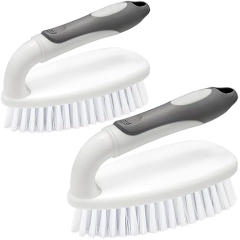 Scrub Brushes for Cleaning Bathtub Scrubber Heavy Duty Scrub Brush with Handle Stiff Bristle Cleaning Brush for Shower, Kitchen, Sink, Bathroom, Floor Cover