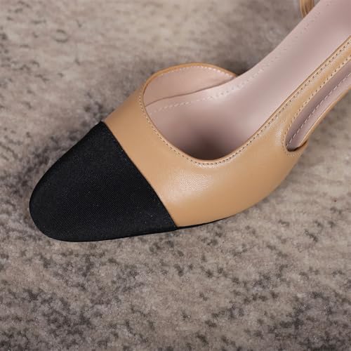 Women's Pointed Closed Cap Toe Pump Pull-On Chunky Slingback High Block Heel Classic Work Office Casual Dress Shoes Comfort Business Party Dating Shopping Daily Wear Pumps4