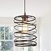 LNC Pendant Lighting for Kitchen Island，Rustic Farmhouse Rust Cage Hanging Lamp,Brown, A03291