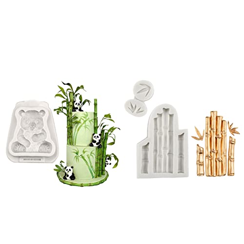 Molde de silicona para pasteles forma panda y bambú miniatura 3