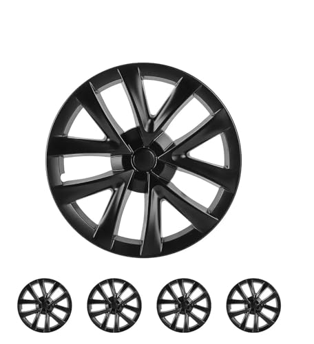4PCS for Tesla Model 3 Hubcaps 18 Inch Matte Black Basde On S Plaid Style Wheel Cover Hub Cap 2017-2023 (Arachnid Style)(Matte Black)