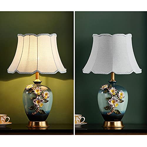 SDFDSSR Ceramic Table Lamps 3D Carved Enamel Crafts Desk Luxury Modern Contemporary Fabric For Foyer Living Room Office Creative Bed Room Hotel Chinese Table Light steampunk buy now online