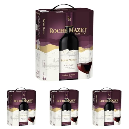 Roche Mazet – Vin Rouge Merlot (3L) – IGP Pays d’Oc – Bag in Box, 3000 milliliters (Lot de...