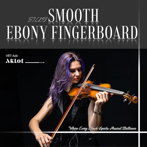 AKLOT Handcrafted Flamed Maple Violin: Full Size Matte Fiddle, Acoustic Advanced 4/4 Violin Kit with Ebony Bow, Solid Wood Shoulder Rest, Lesson Book, Hard Case, Extra Strings, Tuner (VRT-AdvAR)​ by AKLOT - Image 9