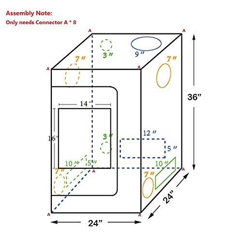 Coolgrows Grow Tent, 2X2 Feet Mylar Grow Tent With Obeservation Window And Floor Tray For Indoor Plant Growing (24"X24"X36") #TOP4